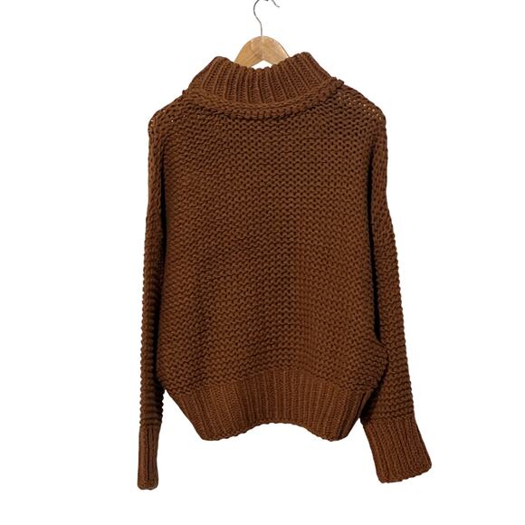 FREE PEOPLE MY ONLY SUNSHINE COWL-NECK SWEATER CARAMALIZED BROWN SMALL NEW - Picture 3 of 13